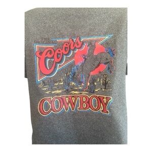 Vintage Coors Cowboy Graphic Tee Charcoal Gray T-Shirt Size M